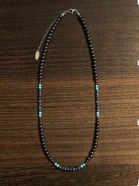 Handmade Taos Midnight Sky Black Hematite Western Pearl Necklace 23 inch